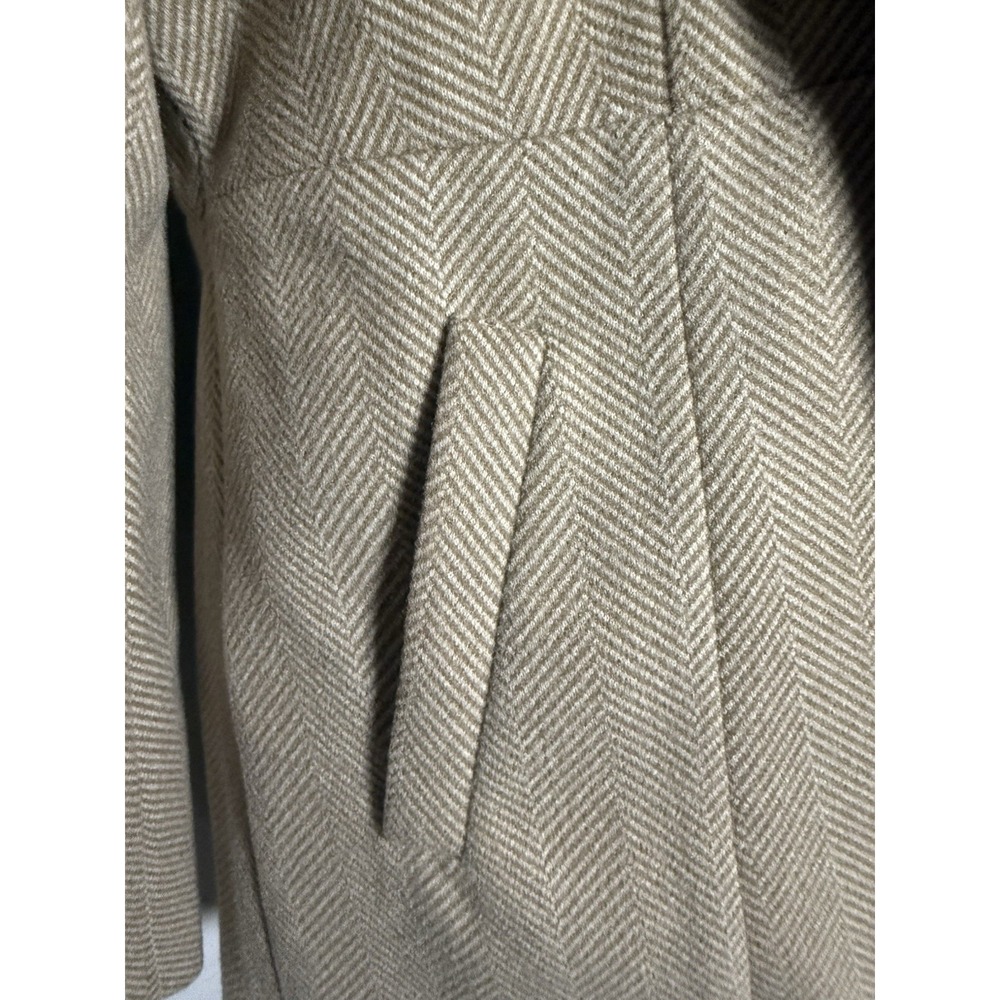 Chouyatou Blazer Jackets Womens Medium Tan Herringbone Long Sleeve Open Front - Picture 9 of 14
